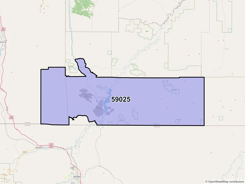 Map of ZIP Code 59025 — Decker, MT