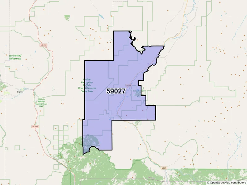 Map of ZIP Code 59027 — Emigrant, MT