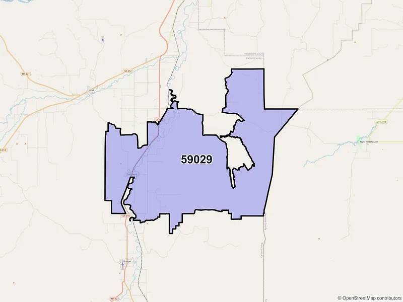 Map of ZIP Code 59029 — Fromberg, MT