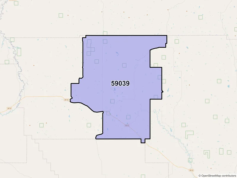 Map of ZIP Code 59039 — Ingomar, MT