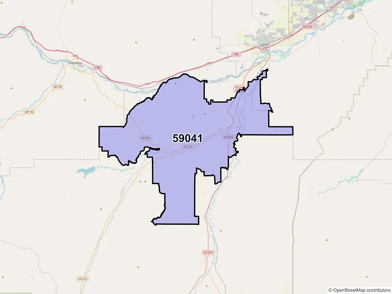 Map of ZIP Code 59041 — Joliet, MT