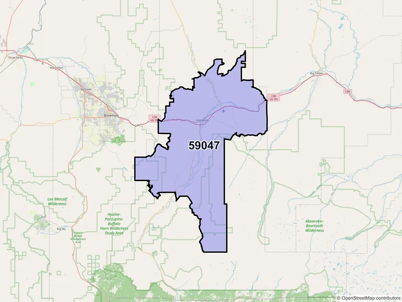 Map of ZIP Code 59047 — Livingston, MT