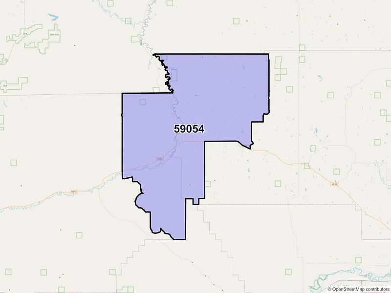 Map of Melstone, Montana and ZIP codes
