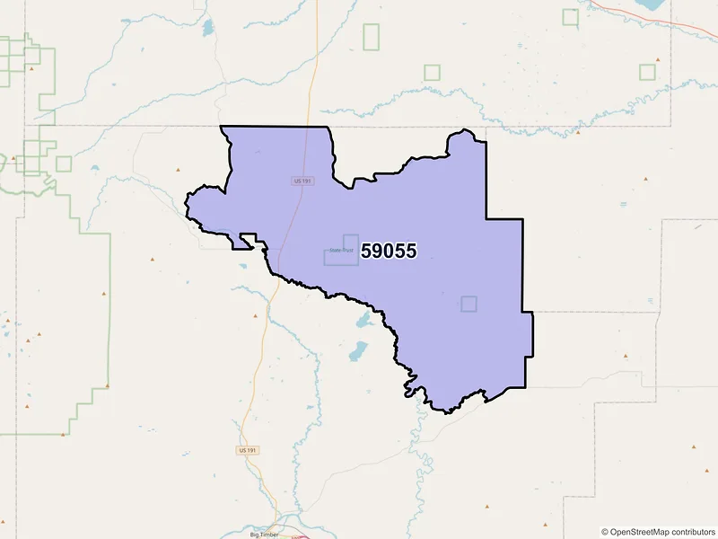 Map of Melville, Montana and ZIP codes