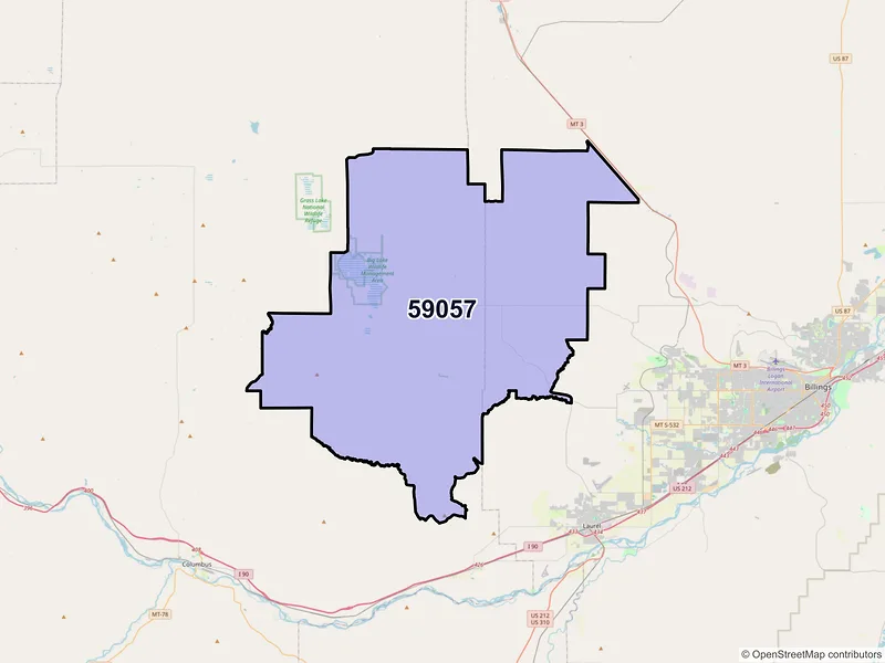 Map of ZIP Code 59057 — Molt, MT