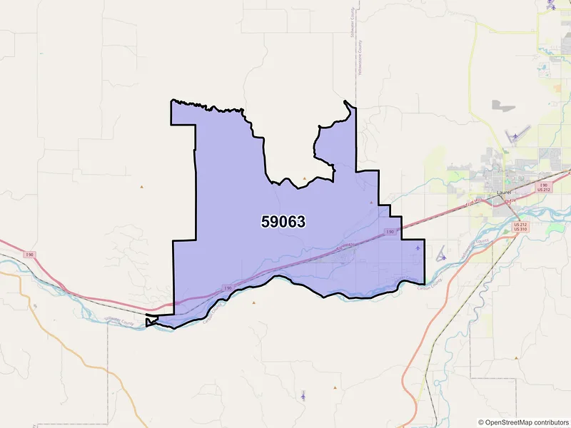 Map of ZIP Code 59063 — Park City, MT