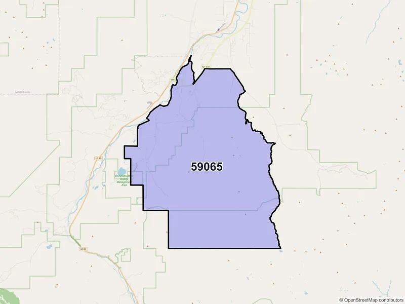 Map of ZIP Code 59065 — Pray, MT