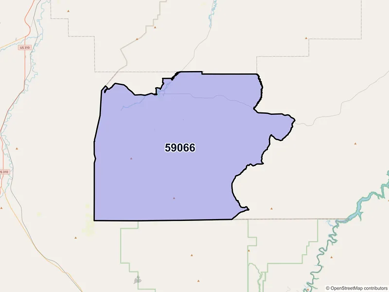 Map of Pryor, Montana and ZIP codes