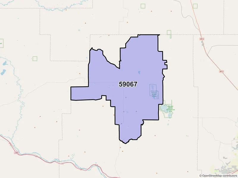Map of Rapelje, Montana and ZIP codes