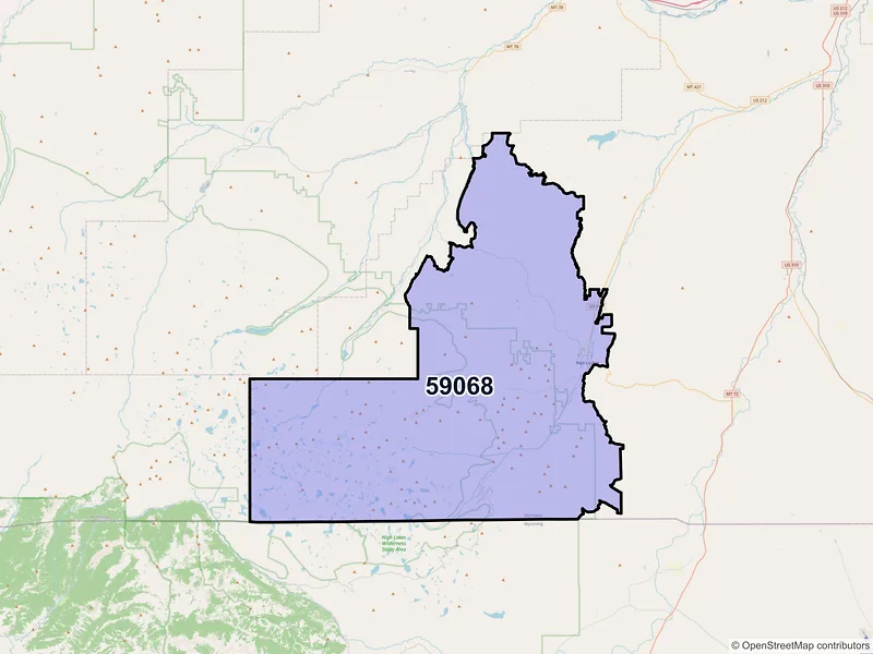 Map of ZIP Code 59068 — Red Lodge, MT