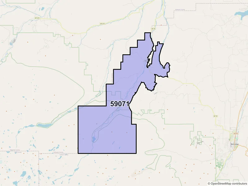 Map of ZIP Code 59071 — Roscoe, MT