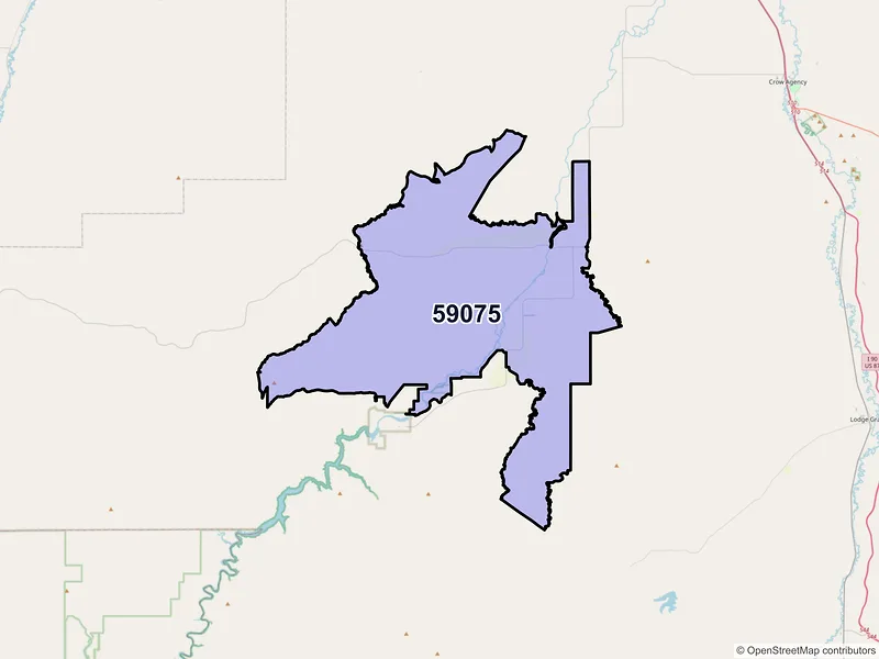 Map of Saint Xavier, Montana and ZIP codes