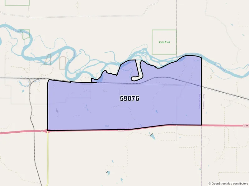 Map of ZIP Code 59076 — Sanders, MT