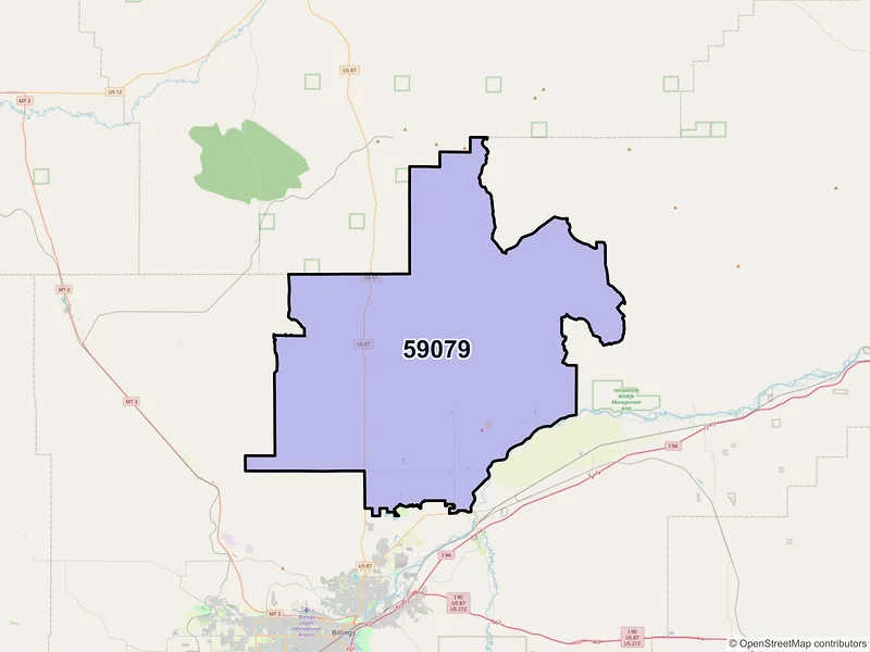 Map of ZIP Code 59079 — Shepherd, MT