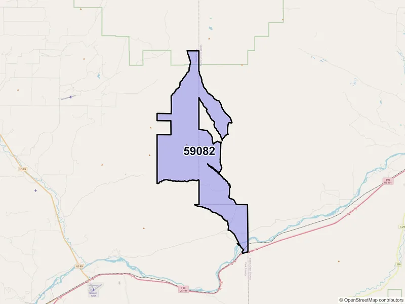 Map of ZIP Code 59082 — Springdale, MT