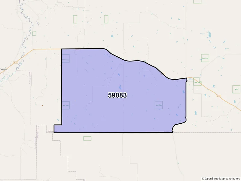 Map of Sumatra, Montana and ZIP codes
