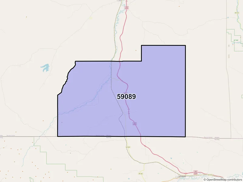 Map of Wyola, Montana and ZIP codes