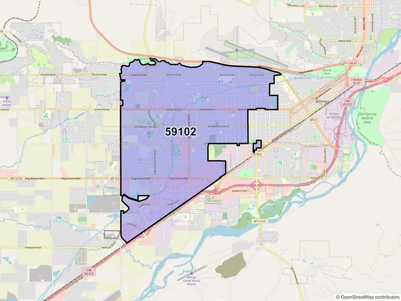 Map of ZIP Code 59102 — Billings, MT