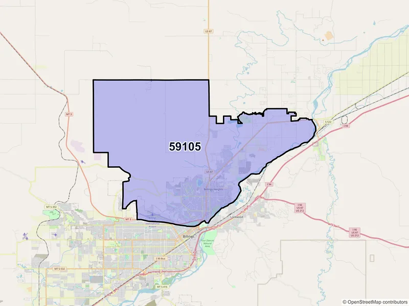 Map of ZIP Code 59105 — Billings, MT