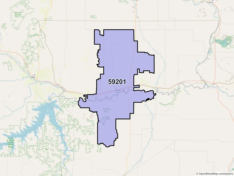 Map of ZIP Code 59201 — Wolf Point, MT
