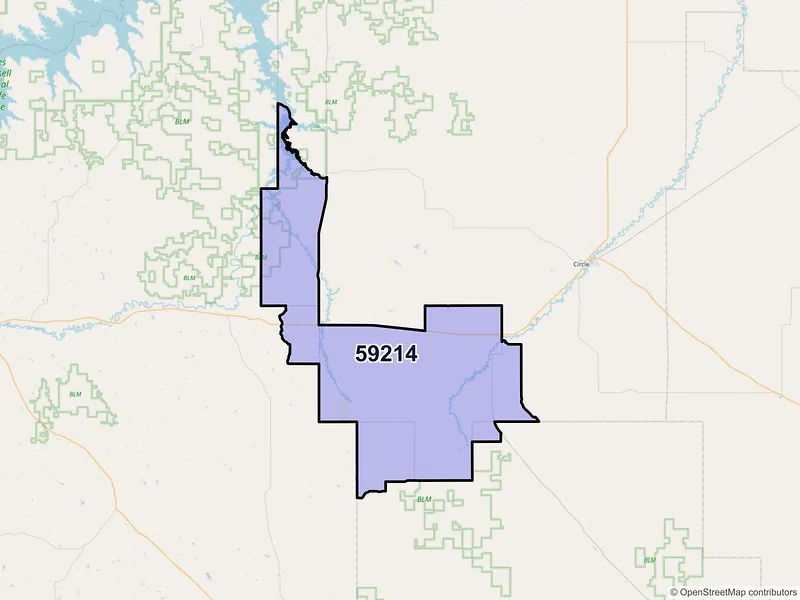 Map of ZIP Code 59214 — Brockway, MT