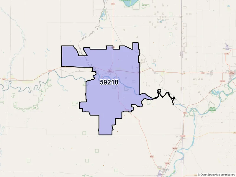 Map of ZIP Code 59218 — Culbertson, MT