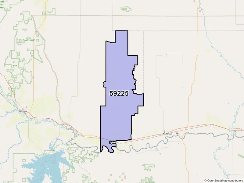Map of ZIP Code 59225 — Frazer, MT