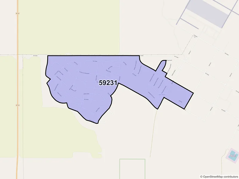 Map of Saint Marie, Montana and ZIP codes