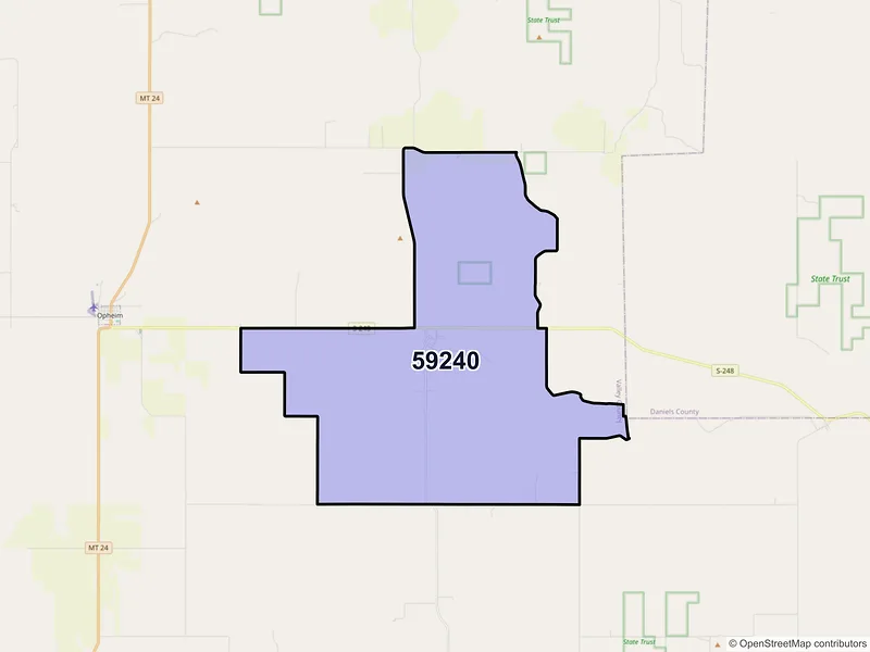 Map of Glentana, Montana and ZIP codes