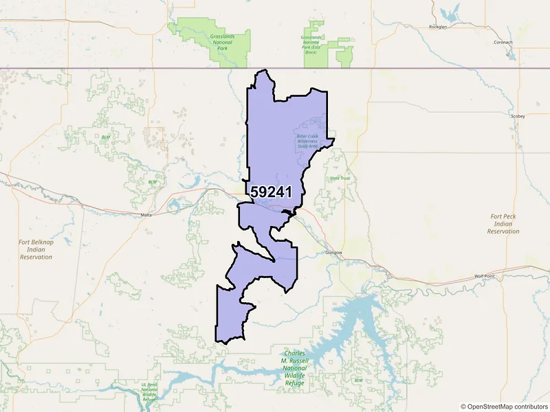 Map of ZIP Code 59241 — Hinsdale, MT