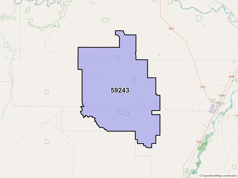 Map of ZIP Code 59243 — Lambert, MT