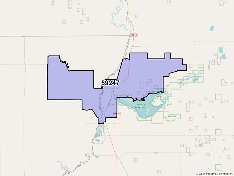 Map of Medicine Lake, Montana and ZIP codes