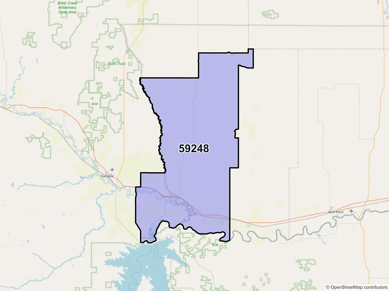 Map of ZIP Code 59248 — Nashua, MT