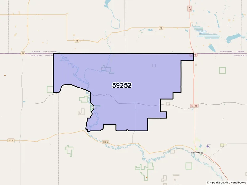 Map of Outlook, Montana and ZIP codes