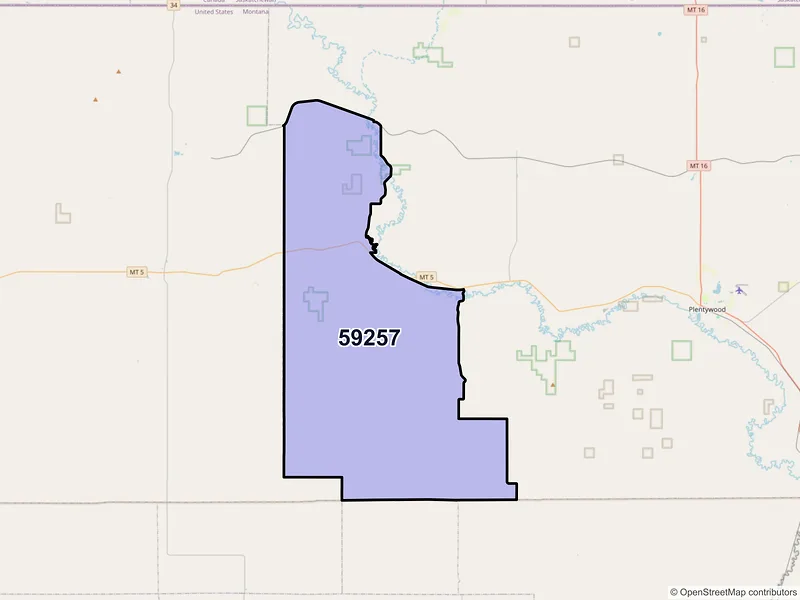 Map of ZIP Code 59257 — Redstone, MT