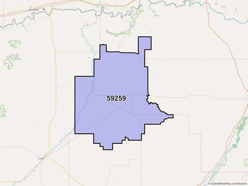 Map of Richey, Montana and ZIP codes