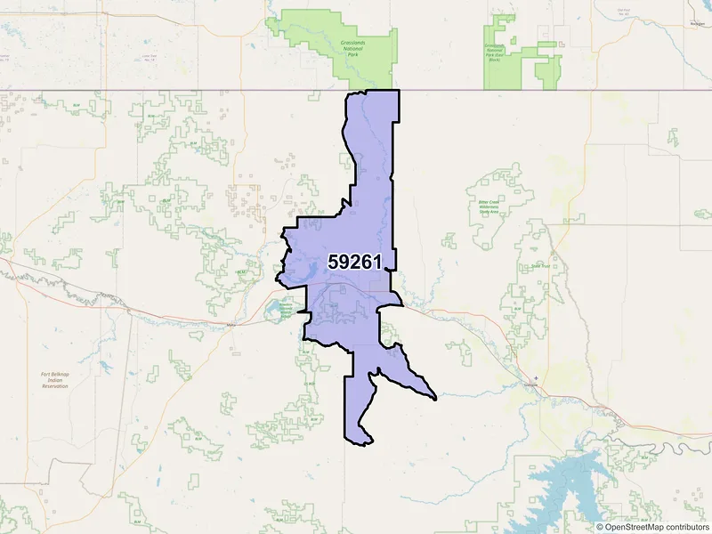 Map of ZIP Code 59261 — Saco, MT
