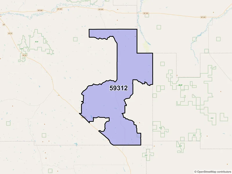Map of ZIP Code 59312 — Angela, MT