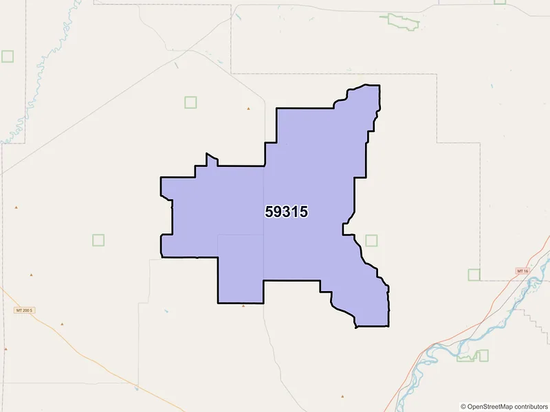 Map of Bloomfield, Montana and ZIP codes