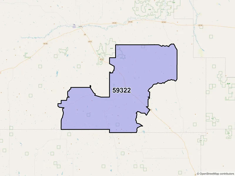 Map of ZIP Code 59322 — Cohagen, MT
