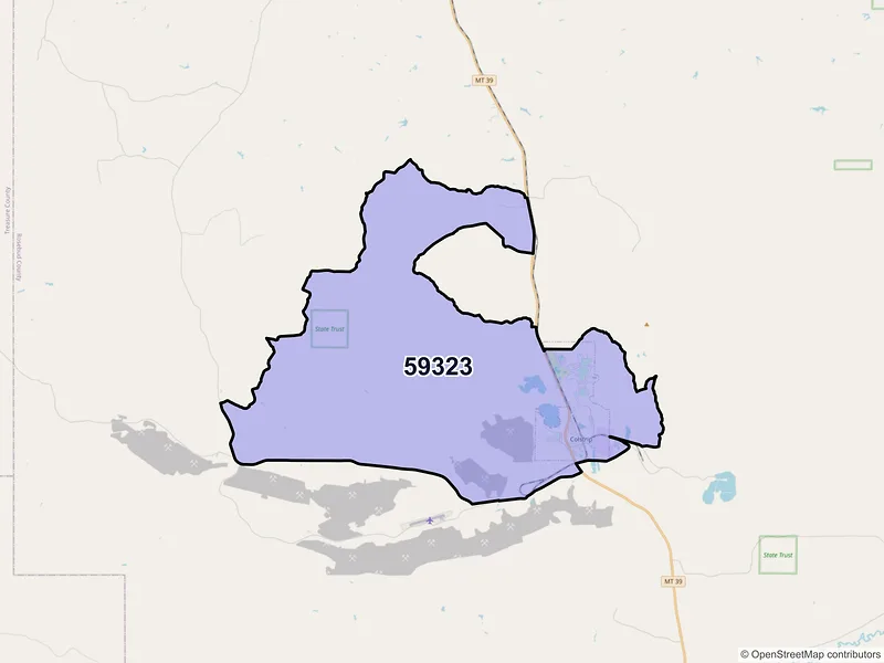 Map of Colstrip, Montana and ZIP codes