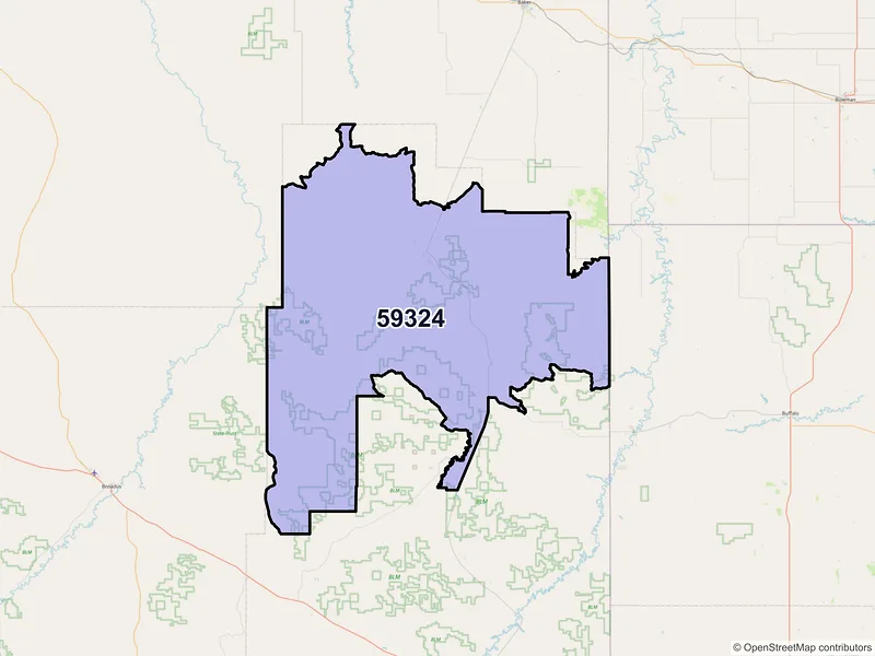 Map of ZIP Code 59324 — Ekalaka, MT