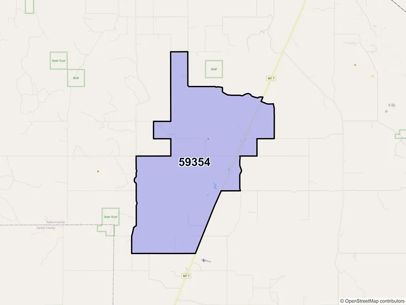 Map of Willard, Montana and ZIP codes