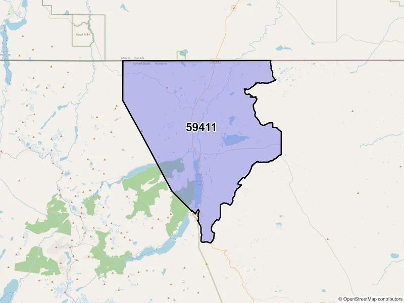 Map of Babb, Montana and ZIP codes