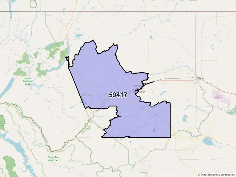 Map of Browning, Montana and ZIP codes