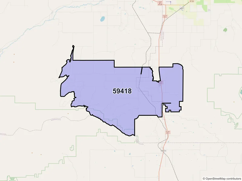 Map of ZIP Code 59418 — Buffalo, MT