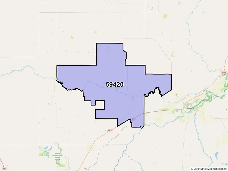 Map of ZIP Code 59420 — Carter, MT