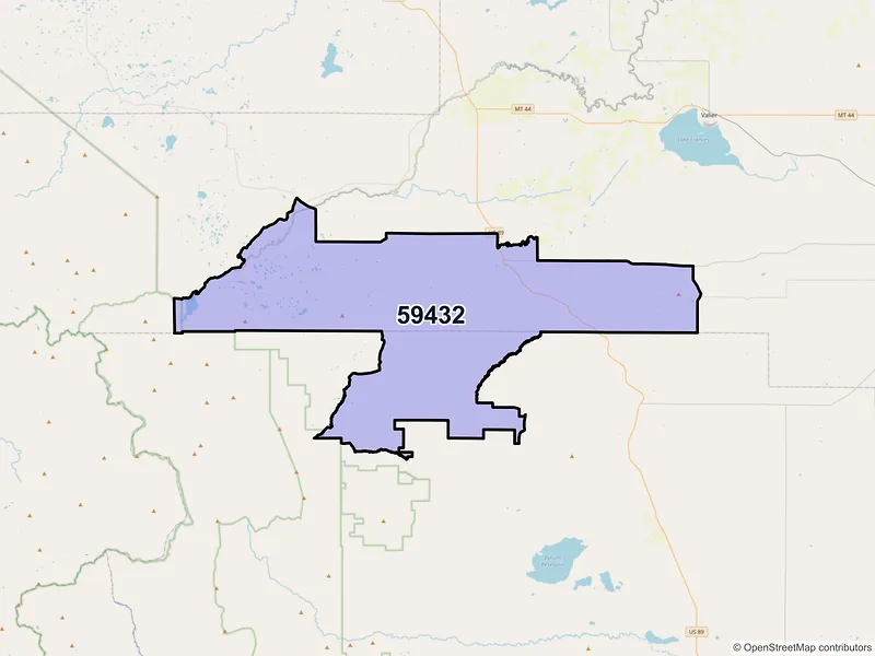 Map of Dupuyer, Montana and ZIP codes