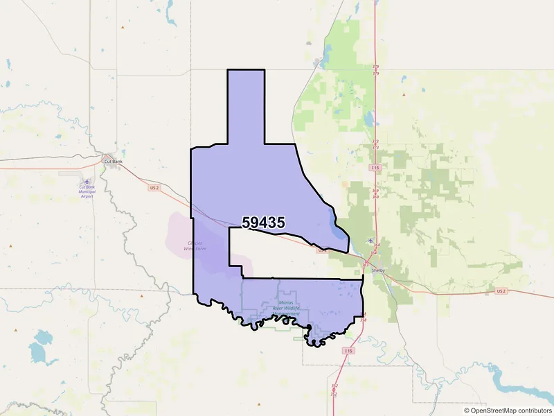 Map of Ethridge, Montana and ZIP codes