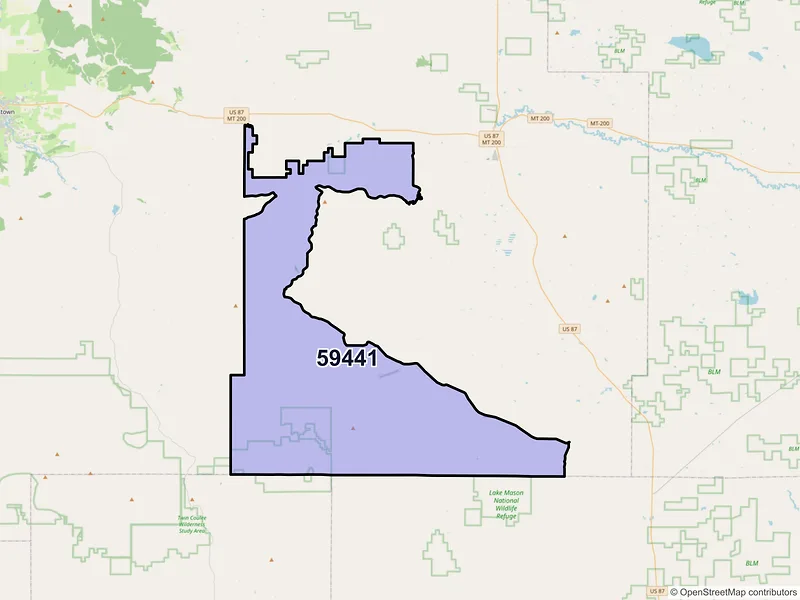 Map of ZIP Code 59441 — Forest Grove, MT